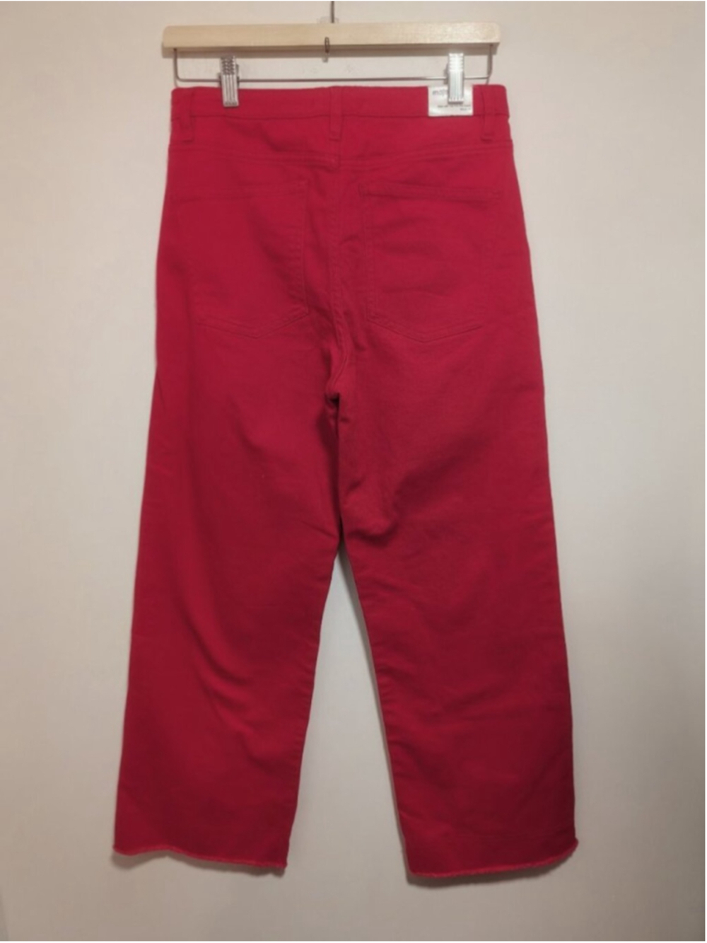 Maje | Pamier Rouge High Rise Wide Leg Jeans In Red - Picture 6 of 12